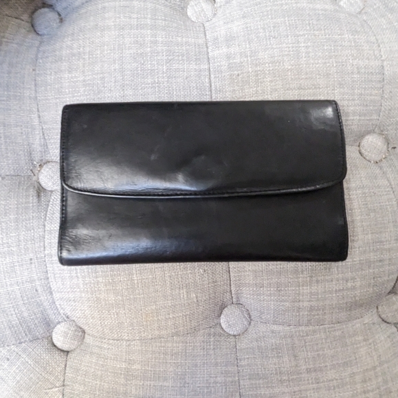 Vintage Coach Black Smooth Glove Leather Long 90's Snap Closure Wallet - Picture 7 of 16